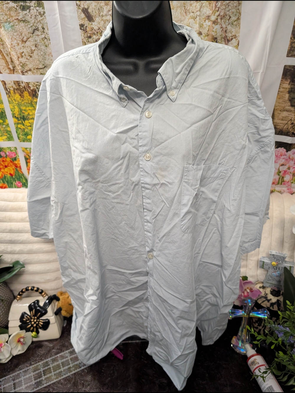Izod Light Blue Short-Sleeve Button-Down Shirt
